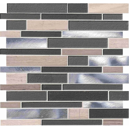 Msi Urban Loft Interlocking SAMPLE Glass Stone And Metal Mesh-Mounted Mosaic Tile ZOR-MD-0457-SAM